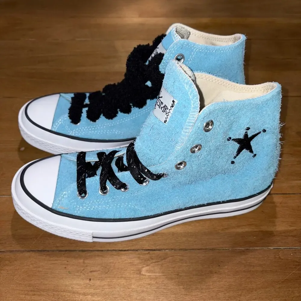 Converse x Stüssy Chuck 70 Hi 'Sky Blue' Suede Sneakers (Style: A07663C) US7M